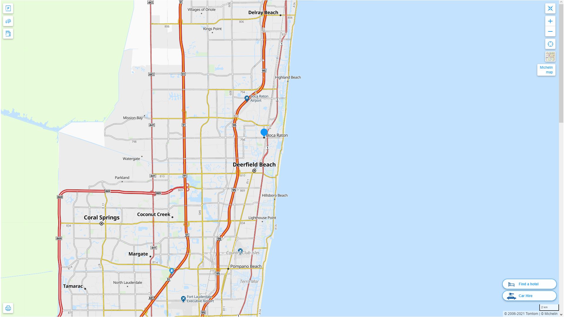 Boca Raton Florida Highway and Road Map